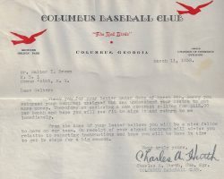 Columbus contract offer. March 11, 1938. 3-11-38 Columbus GA letter