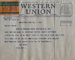 Telegram from Joe Nagle. September 3, 1935 9-3-35 telegram
