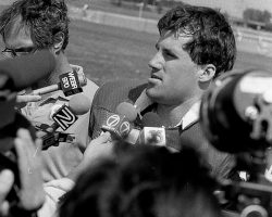 Shane Conlan's rookie year training camp in 1987 at Fredonia State, Post-Journal photo.