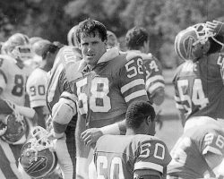 Shane Conlan's rookie year training camp in 1987 at Fredonia State, Post-Journal photo.