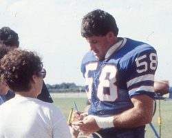 Shane Conlan's rookie year training camp in 1987 at Fredonia State, Post-Journal photo.