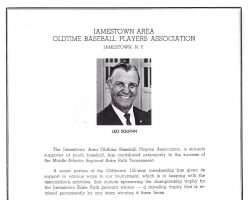 Jamestown Area Oldtime Baseball Players Association. Program guide for 1972 Middle-Atlantic Regional Babe Ruth Tournament. Jamestown Area Oldtime Baseball Players Association.