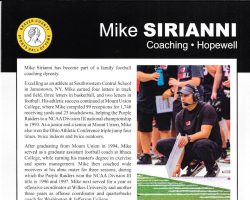 Beaver County Sports Hall of Fame banquet program biography of Michael Sirianni. June 13, 2026.