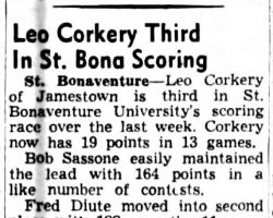 Leo Corkery Third In St. Bona Scoring. February 2, 1951.