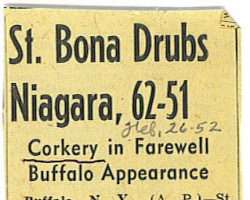 St. Bona Drubs Niagara, 62-51.  February 26, 1952.