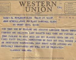 John O'Neil fined for game actions. August 31, 1945.