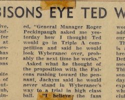 Buffalo Bisons Eye Ted Wberanec. 1947. Buffalo Bisons Eye Ted Wberanec. 1947.