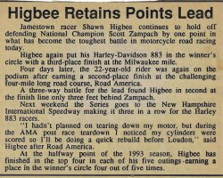 Higbee Retains Points Lead.