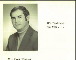 1974 Panama Central School yearbook dedication to Jack Keeney. Dedication to Jack Keeney