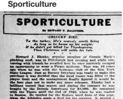 Sporticulture. Pittsburgh Post, December 8, 1926.