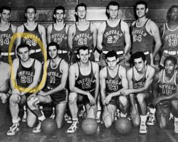 Karl Englert (circled) with 1954-55 University of Buffalo basketball team.