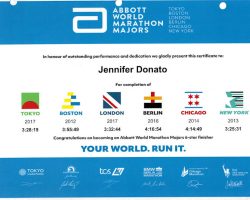 Jennifer Giebner Donato's first Abbott World Marathon Majors award.