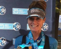 Jennifer Giebner Donato with Abbott World Marathon medals.