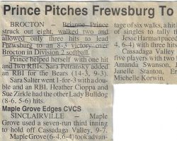 Prince Pitches Frewsburg To Victory. <em>Post-Journal</em> (Jamestown), 1995.