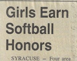 Girls Earn Softball Honors. 1995.