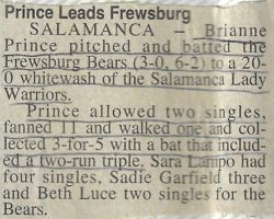 Prince Leads Frewsburg. 1995.