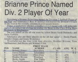 Brianne Prince Named Div. 2 Player Of Year. 1996.