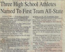 Three High School Athletes Named To First Team All-State. 1998.