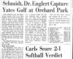 Schmidt, Dr. Englert Capture Yates Golf at Orchard Park. July 13, 1975.