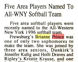 Five Area Players Named To All-WNY Softball Team. 1998.