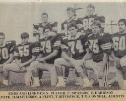 Falconer Central School football team ends and linemen, 1989.
