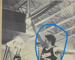 Trevor Hitchcock defends for Falconer Central School basketball team, 1990.