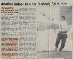 Another indoor title for Fredonia State men. <em>The Leader</em> (SUNY Fredonia), 1994.
