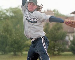 Brianne Prince Hazelton pitching for Frewsburg Central School.
