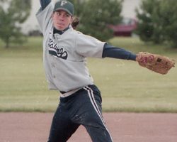 Brianne Prince Hazelton pitching for Frewsburg Central School.