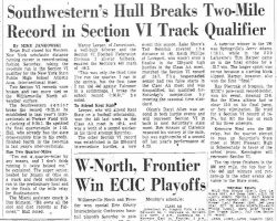 Southwestern's Hull Breaks Two-Mile Record in Section VI Track Qualifier. June 2, 1974.