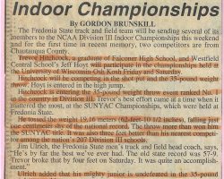 Hitchcock, Hoyt Ready For NCAA Division III Indoor Championships. 1995.