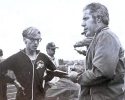 Brian Hull being interviewed by CSHOF inductee Scrubby Olson, 1973.