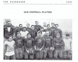 Mayville football 1947, Phil Young in back row, white jersey. Mayville football 1947, Phil Young in back row, white jersey.