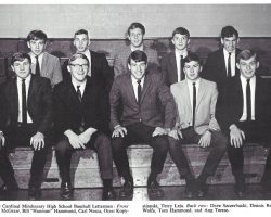 Cardinal Mindszenty High School baseball team, 1968.
Dan Wolfe is in middle in row 2.