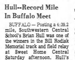Hull - - Record Mile In Buffalo Meet. May 7, 1973.