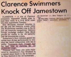 Clarence Swimmers Knock Off Jamestown. January 18, 1983. Clarence Swimmers Knock Off Jamestown. January 18, 1983.
