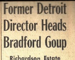 Former Detroit Director Heads Bradford Group. <em>Olean Times-Herald</em>, December 2, 1949. Former Detroit Director Heads Bradford Group. December 2, 1949.