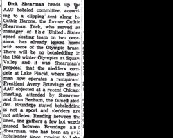 Dick Shearman heads up AAU bobsled committee. December 30, 1958.
