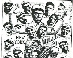 Postcard Ray sent to his grandmother in 1911 when he was a rookie with the NY Highlanders (now Yankees).