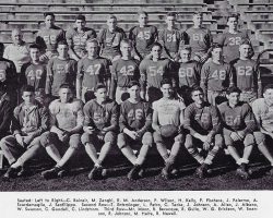 The 1942 Jamestown High School football team included Joe Sanfilippo, last on right in the first row.