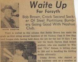 Bob Brown, Crack Second Sacker. <em>Jamestown Sun</em>, 1949. Bob Brown, Crack Second Sacker. <em>Jamestown Sun</em>, 1949.