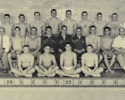 Ohio State Swim Team. Bill Radack is in middle row of the back row. 1957.