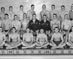 Ohio State Swim Team. Bill Radack is fifth from right in back row. 1959.