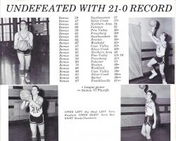 Basketball team in the 1965 Bemus Point High School yearbook.
