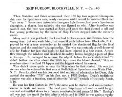 Skip Furlow - Stateline Speedway Program Biography, 1967.