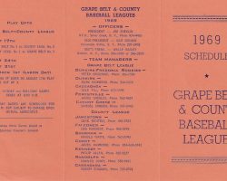 1969 Grapebelt Baseball League Schedule