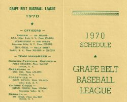 1970 Grapebelt Baseball League Schedule
