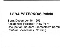 Leda Peterson's 1977 Buffalo Breski's program profile.