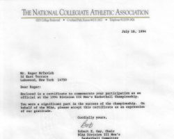 1994 Final Four letter. 1994 Final Four letter.