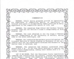 Chautauqua County Commendation, December 14, 1994.